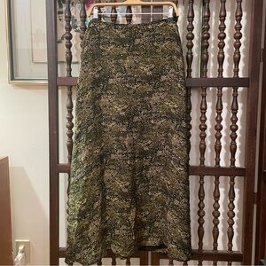 VALERIE STEVENS Green 100% Silk Midi Skirt Plus Size 24W